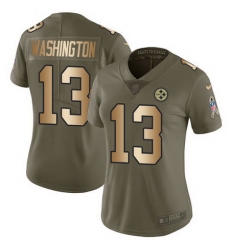 Nike Steelers #13 James Washington Olive Gold Womens Stitched NFL Limited 2017 Salute to Service Jersey