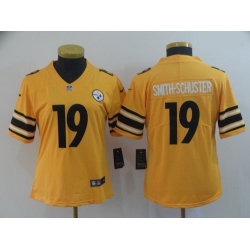 Women Nike Steelers 19 JuJu Smith Schuster Gold Women Inverted Legend Limited Jersey