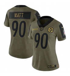 Women's Pittsburgh Steelers T.J. Watt Nike Olive 2021 Salute To Service Limited Player Jersey