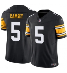 Youth Pittsburgh Steelers 5 Jalen Ramsey Black 2024 F U S E  Alternate Vapor Untouchable Limited Stitched Football Jersey Youth Pittsburgh Steelers 5 Jalen Ramsey Black 2024 F U S E  Alternate Vapor Untouchable Limited Stitched Football Jersey