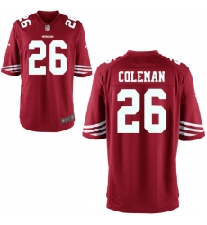 Men Nike 49ers #26 Tevin Coleman Red Game Jersey