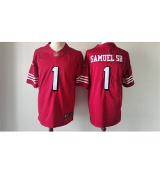 Men San Francisco 49ers 1 Deebo Samuel New Red Vapor Untouchable Limited Stitched Football Jersey