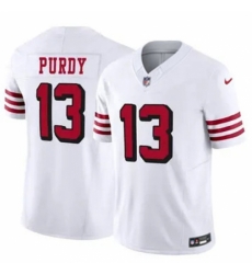 Men San Francisco 49ers #13 Brock Purdy White Throwback Stitched Jersey