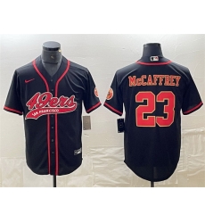 Men San Francisco 49ers 23 Christian McCaffrey Black With Patch Cool Base Stitched Baseball Jersey