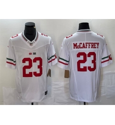 Men San Francisco 49ers 23 Christian McCaffrey White 2023 F U S E  Vapor Untouchable Limited Stitched Football Jersey