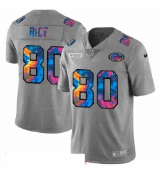 Men San Francisco 49ers 80 Jerry Rice Men Nike Multi Color 2020 NFL Crucial Catch NFL Jersey Greyheather