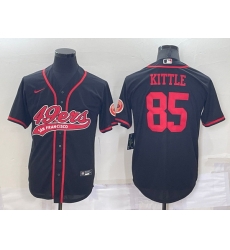 Men San Francisco 49ers 85 George Kittle Black Cool Base Stitched Baseball Jersey