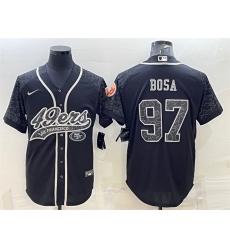 Men San Francisco 49ers 97 Nick Bosa Black Reflective With Patch Cool Base Stitched Baseball Jersey