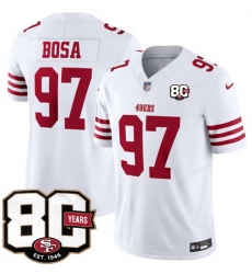 Men San Francisco 49ers  97 Nick Bosa White 80th Anniversary Patch 2026 F U S E  Vapor Untouchabl2026 F U S E  Vapor Untouchable Limited Stitched Football 