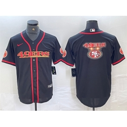 Men San Francisco 49ers Black Team Big Logo With Patch Cool Base Stitched Baseball Jerseys