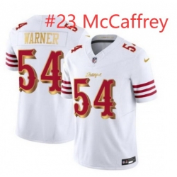 Men San Francisco 49ers Christian McCaffrey #23 White Gold 2025 F U S E Rivalries Vapor Limited Stitched Football Jersey