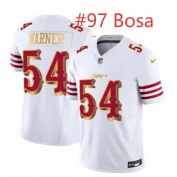 Men San Francisco 49ers Nick Bosa #97 White Gold 2025 F U S E Rivalries Vapor Limited Stitched Football Jersey