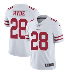 Nike 49ers #28 Carlos Hyde White Mens Stitched NFL Vapor Untouchable Limited Jersey