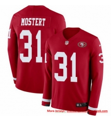 Nike 49ers 31 Raheem Mostert Red Team Color Men Stitched NFL Limited Therma Long Sleeve Jersey