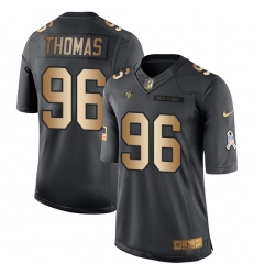 Nike 49ers #96 Solomon Thomas Black Mens Stitched NFL Limited Gold Salute To Service Jersey