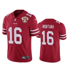 Nike San Francisco 49ers 16 Joe Montana Red Men 75th Anniversary Stitched NFL Vapor Untouchable Limited Jersey