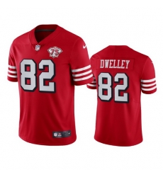 Nike San Francisco 49ers 82 Ross Dwelley Red Rush Men 75th Anniversary Stitched NFL Vapor Untouchable Limited Jersey