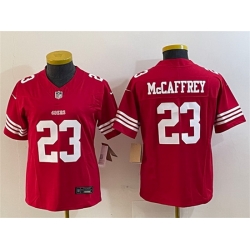 Women San Francisco 49ers 23 Christian McCaffrey Red 2023 F U S E  Vapor Untouchable Limited Stitched Jersey  Run Small