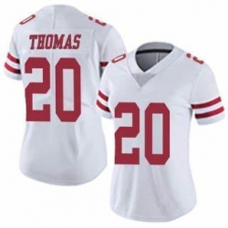 Women Sanfrancisco 49ers #20 Ambry Thomas White Vapor Limited Jersey