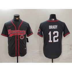 Men Tampa Bay Buccaneers 12 Tom Brady Black Cool Base Stitched Baseball Jersey