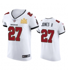 Men Tampa Bay Buccaneers 27 Ronald Jones II Men Super Bowl LV Champions Patch Nike White Vapor Elite Jersey