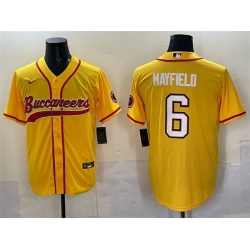 Men Tampa Bay Buccaneers 6 Baker Mayfield Gold Cool Base Stitched Baseball Jersey