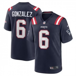 Men New England Patriots 6 Christian Gonzalez Navy Stitched Game Jersey