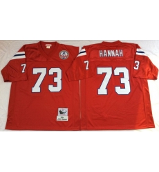 Men New England Patriots 73 John Hannah Red M&N Throwback Jersey