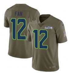 Nike Seahawks #12 Fan Olive Mens Stitched NFL Limited 2017 Salute to Service Jersey