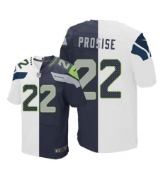 Nike Seahawks #22 C  J  Prosise White Steel Blue Mens Stitched NFL Elite Split Jersey