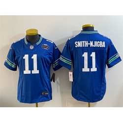 Women Seattle Seahawks 11 Jaxon Smith Njigba Royal 2024 F U S E 50th Anniversary Patch Throwback Vapor Limited Stitched Football Jersey 