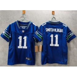 Women Seattle Seahawks 11 Jaxon Smith Njigba Royal 2024 F U S E Throwback Vapor Limited Stitched Football Jersey 