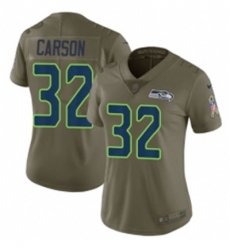 Womens Nike Seattle Seahawks 32 Chris Carson Limited Olive 2017 Salute to Service NFL Jersey