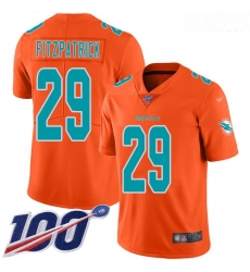 Dolphins 29 Minkah Fitzpatrick Orange Men Stitched Football Limited Inverted Legend 100th Season Jersey