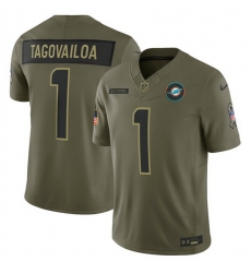 Men Miami Dolphins 1 Tua Tagovailo Olive 2025 F U S E  Salute to Service Limited Stitched Football Jersey Men Miami Dolphins 1 Tua Tagovailo Olive 2025 F U S E  Salute to Service Limited Stitched Football Jersey