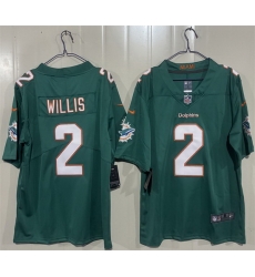 Men Miami Dolphins  2 Malik Willis Aqua 2026 Vapor Limited Stitched Football Jersey
