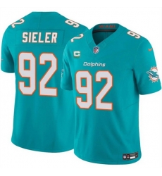 Men Miami Dolphins 92 Zach Sieler Aqua 2025 F U S E  With 2 Star C Patch Vapor Limited Stitched Football Jersey Men Miami Dolphins 92 Zach Sieler Aqua 2025 F U S E  With 2 Star C Patch Vapor Limited Stitched Football Jersey