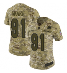 Nike Dolphins #91 Cameron Wake Camo Women Stitched NFL Limited 2018 Salute to Service Jersey