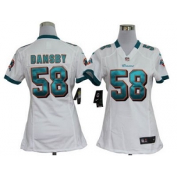 Women Nike Miami Dolphins 58# Karlos Dansby White Jersey