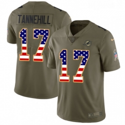 Youth Nike Miami Dolphins 17 Ryan Tannehill Limited OliveUSA Flag 2017 Salute to Service NFL Jersey