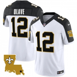 Men New Orleans Saints 12 Chris Olave White Black 2023 F U S E  1987 Legacy Vapor Stitched Jerseys