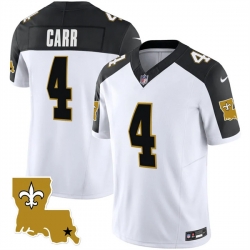 Men New Orleans Saints 4 Derek Carr White Black 2023 F U S E  1987 Legacy Vapor Stitched Jerseys