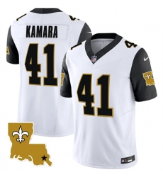 Men New Orleans Saints 41 Alvin Kamara White Black 2023 F U S E  1987 Legacy Vapor Stitched Jersey