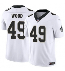 Men New Orleans Saints 49 Zach Wood White 2025 F U S E Vapor Limited Stitched Football Jersey Men New Orleans Saints 49 Zach Wood White 2025 F U S E Vapor Limited Stitched Football Jersey