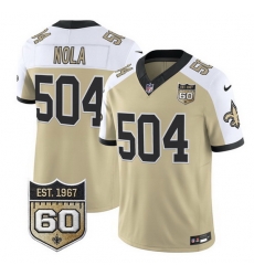 Men New Orleans Saints 504 Nola Gold Alternate F U S E 60th Anniversary Patch Vapor Limited Stitched Football Jersey Men New Orleans Saints 504 Nola Gold Alternate F U S E 60th Anniversary Patch Vapor Limited Stitched Football Jersey