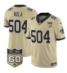 Men New Orleans Saints  504 Nola Gold F U S E  60th Anniversary Patch Vapor Limited Stitched Football Jersey