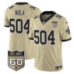 Men New Orleans Saints  504 Nola Gold F U S E  60th Anniversary Patch Vapor Limited Stitched Football Jersey