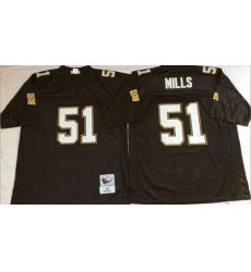 Mitchell&Ness Saints 51 Sam Mills Black Throwback Stitched NFL Jersey