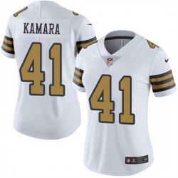 Women New Orleans Saints 41 Alvin Kamara White Color Rush Limited Stitched Jersey