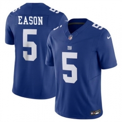 Men New York Giants 5 Jacob Eason Blue 2023 F U S E  Vapor Untouchable Limited Stitched Jersey